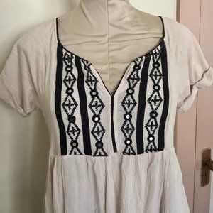 Free People Black Embroidered Gauzy Flowy Dress XS